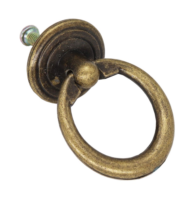 binifiMux 8pcs Antique Vintage Cabinet Drawer Cupboard Dresser Furniture Drop Ring Knobs Pulls Handles,Bronze, Single Hole - Image 3